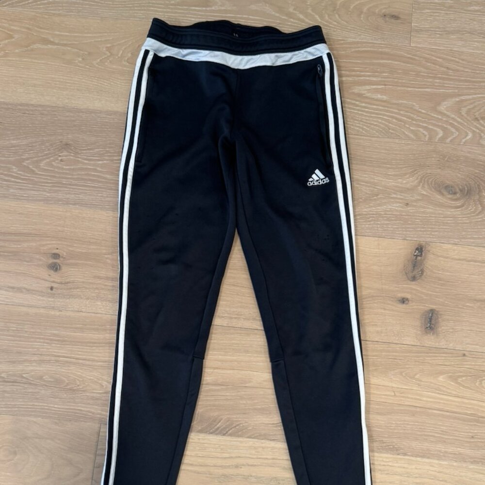 adidas Women's Size S 3-Stripes Track Pants Gray and White